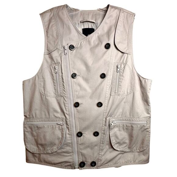 3.1 Phillip Lim Double Breasted Tan Cotton Utility FullZip Button Vest Womens M - Picture 1 of 16